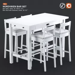 NORDVIKEN bar table and bar stool 3D model