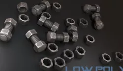 Nut and bolt - Game Ready - VR AR Low-poly 3D model