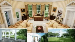 Oval Office with Exterior Low-poly 3D model
