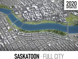 Saskatoon - city and surroundings Low-poly 3D model