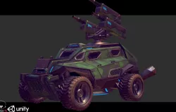 Sci-Fi Armored Artillery Vehicles PBR Low-poly 3D model