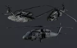 Sikorsky UH60 Black Hawk Military Helicopter Game Ready Pack 01 Low-poly 3D model
