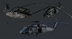 Sikorsky UH60 Black Hawk Military Helicopter Game Ready Pack 02 Low-poly 3D model