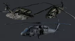 Sikorsky UH60 Black Hawk Military Helicopter Game Ready Pack 03 Low-poly 3D model