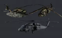 Sikorsky UH60 Black Hawk Military Helicopter Game Ready Pack 04 Low-poly 3D model