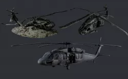 Sikorsky UH60 Black Hawk Military Helicopter Game Ready Pack 05 Low-poly 3D model