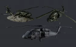 Sikorsky UH60 Black Hawk Military Helicopter Game Ready Pack 07 Low-poly 3D model
