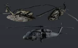 Sikorsky UH60 Black Hawk Military Helicopter Game Ready Pack 09 Low-poly 3D model