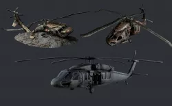 Sikorsky UH60 Black Hawk Military Helicopter Game Ready Pack 10 Low-poly 3D model