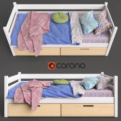 Single bed for childrens 02 3D model