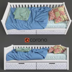Single bed for childrens 3D model