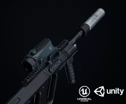 Steyr Aug A1-A3-Para Variants Low-poly 3D model
