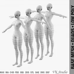 Stylized Girl Abby Fine Shape Mesh Low-poly 3D model