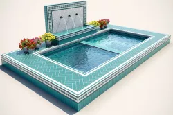 Swimming pool with jacuzzi and plants 3D model