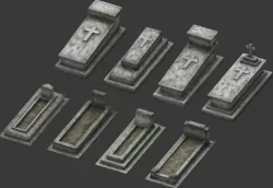 Tomb stone graveyard low poly pack 3 Low-poly 3D model