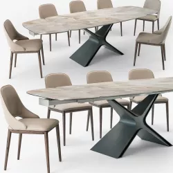 Tonin Casa Calliope table Malva chair set 3D model