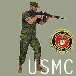 USMC soldier combat utility uniform with M16A3 rifle MAX 3D model