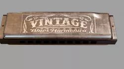 Vintage Harmonica Low-poly 3D model