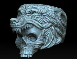 Wolf Skull Ring Detail 3D model