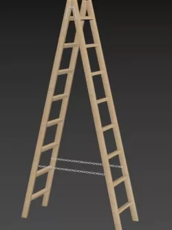 Wooden Stepladder Low-poly 3D model