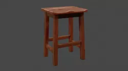 Wooden Stool Low-poly 3D model