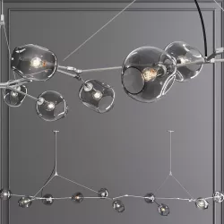 10-globe Branching Bubble Satin Nickel and Gray Glass 3D model