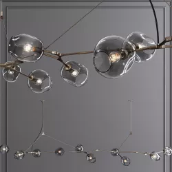 10-globe Branching Bubble Vintage Brass and Gray Glass 3D model