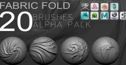 20 Fabric Fold Brushes - Software list compatible 3D model