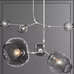 3-globe Branching Bubble Satin Nickel and Gray Glass 3D model