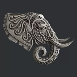 3d STL models for CNC router or 3d printer  elephant 3D model