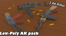 5 AK Rifles Low-Poly Pack Low-poly 3D model