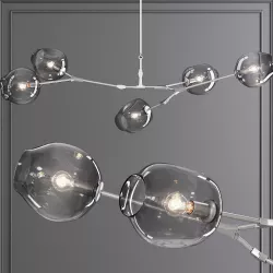 5-globe Branching Bubble Satin Nickel and Gray Glass 3D model