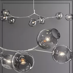 7-globe Branching Bubble Satin Nickel and Gray Glass 3D model