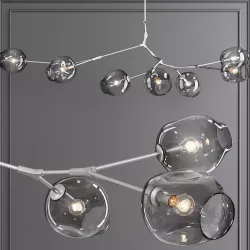 7-globe Branching Bubble Satin Nickel and Gray Glass 3D model