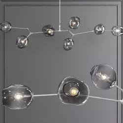 8-globe Branching Bubble Satin Nickel and Gray Glass 3D model