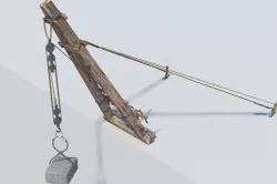 Ancient roman construction crane Pentaspastos Low-poly 3D model