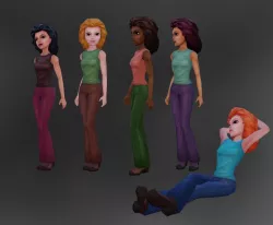 Azzurra new mesh with 5 different shaders Low-poly 3D model