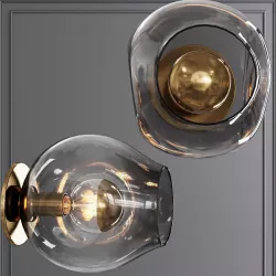 Bubble Sconce Brushed Brass and Gray Glass 3D model