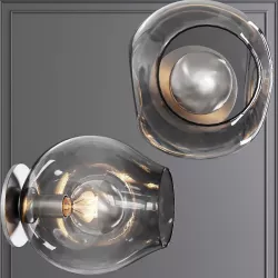 Bubble Sconce Satin Nickel and Gray Glass 3D model