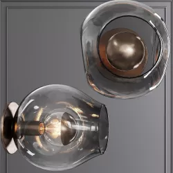 Bubble Sconce Vintage Brass and Gray Glass 3D model