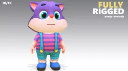Cat Kitty Animated Rigged Low-poly 3D model