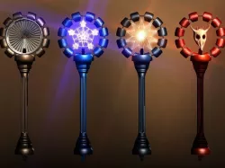 Chained orbit magic wands collection Low-poly 3D model
