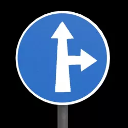 Compulsory ahead or turn right Low-poly 3D model