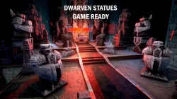 Dwarven statues Low-poly 3D model
