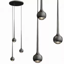 Falling Water Trio Round Suspension Lamp 3D model