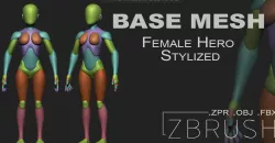 Female Hero Stylized Base Mesh 3D model