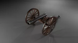 Field Gun - Cannon Low-poly 3D model