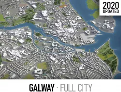 Galway - city and surroundings Low-poly 3D model