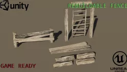 Game Ready Fence - Low poly Low-poly 3D model