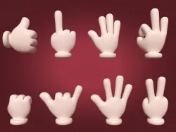 Hand Emoji Signs - Icons Collection Low-poly 3D model